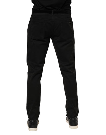 Black Cotton GOLD Skinny Denim Jeans