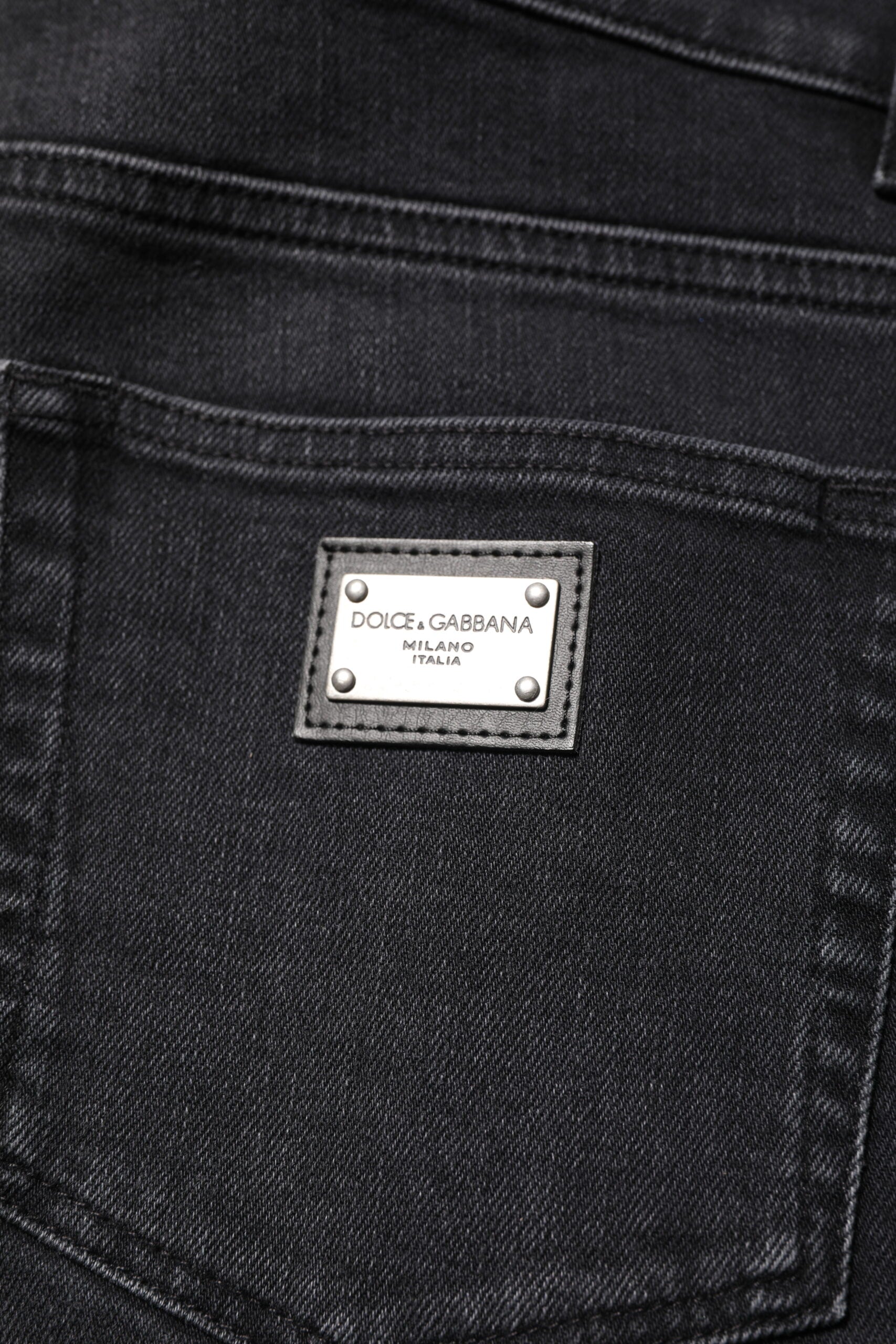 Black Washed Cotton Skinny Denim Jeans