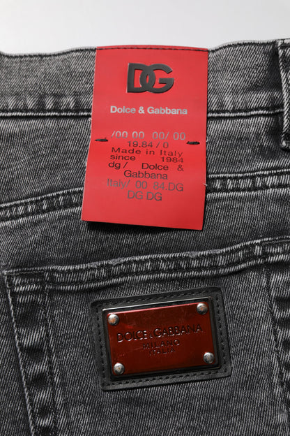 Black Washed Cotton Logo Plaque Denim Jeans