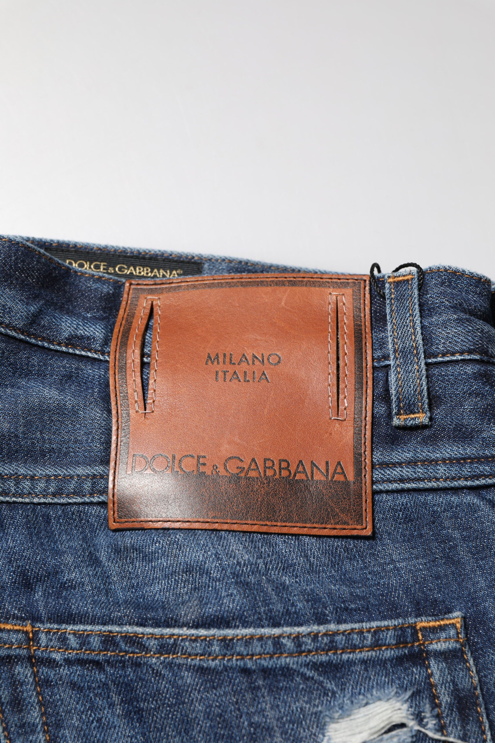 Blue Cotton Tattered Tapered Men Denim Jeans