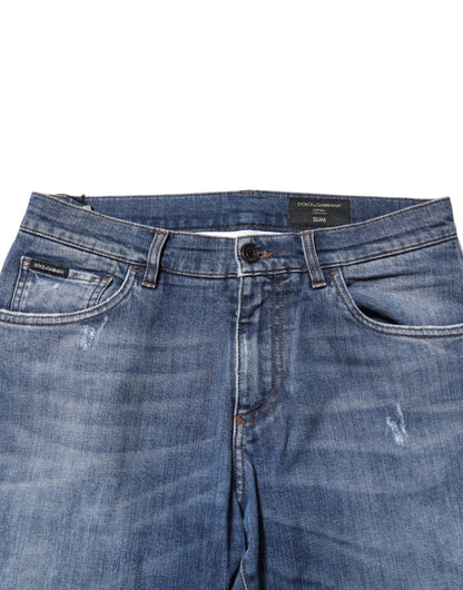 Blue Cotton Logo Plaque Denim Jeans