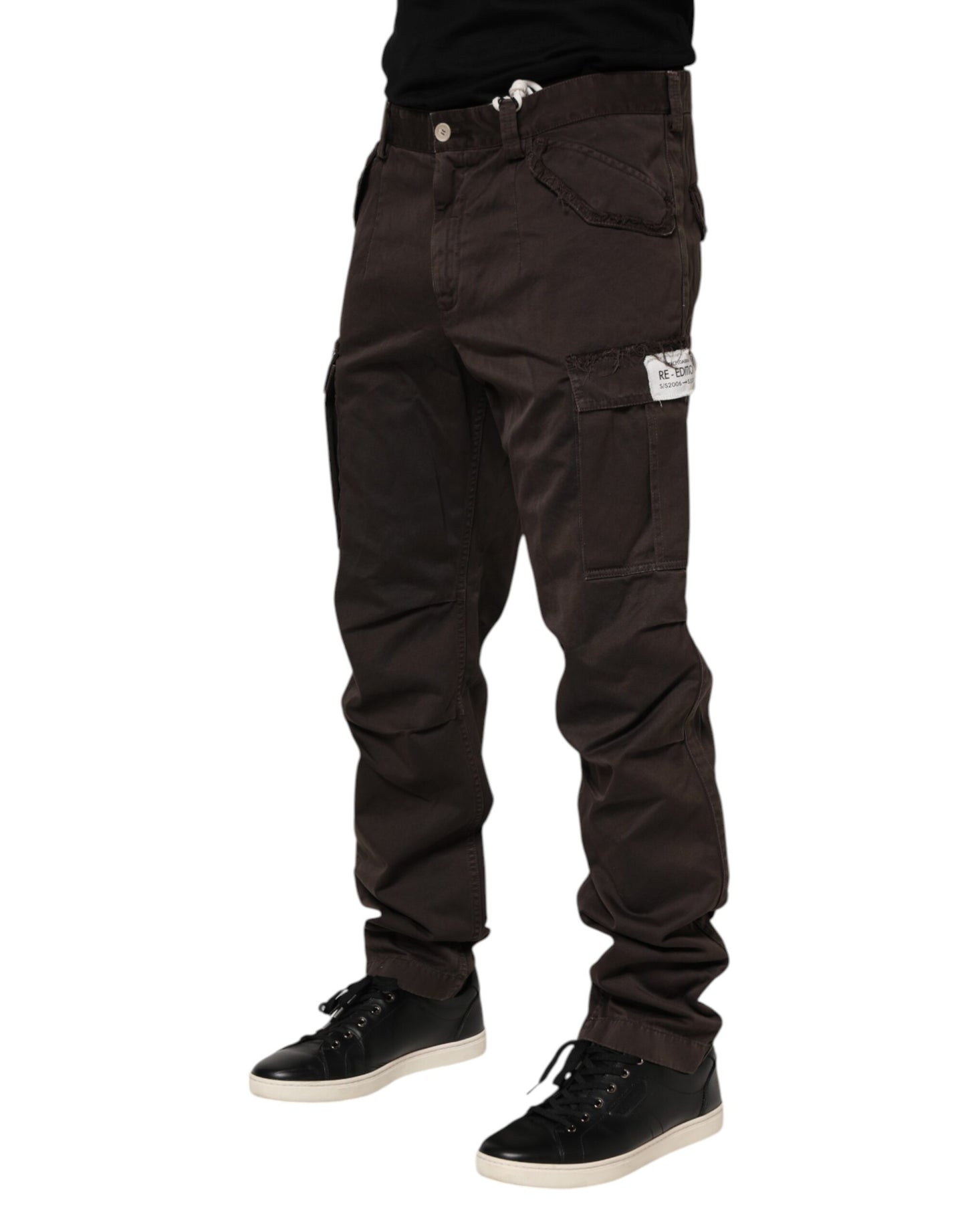 Brown Cotton Cargo Casual Pants