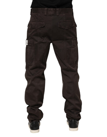 Brown Cotton Cargo Casual Pants