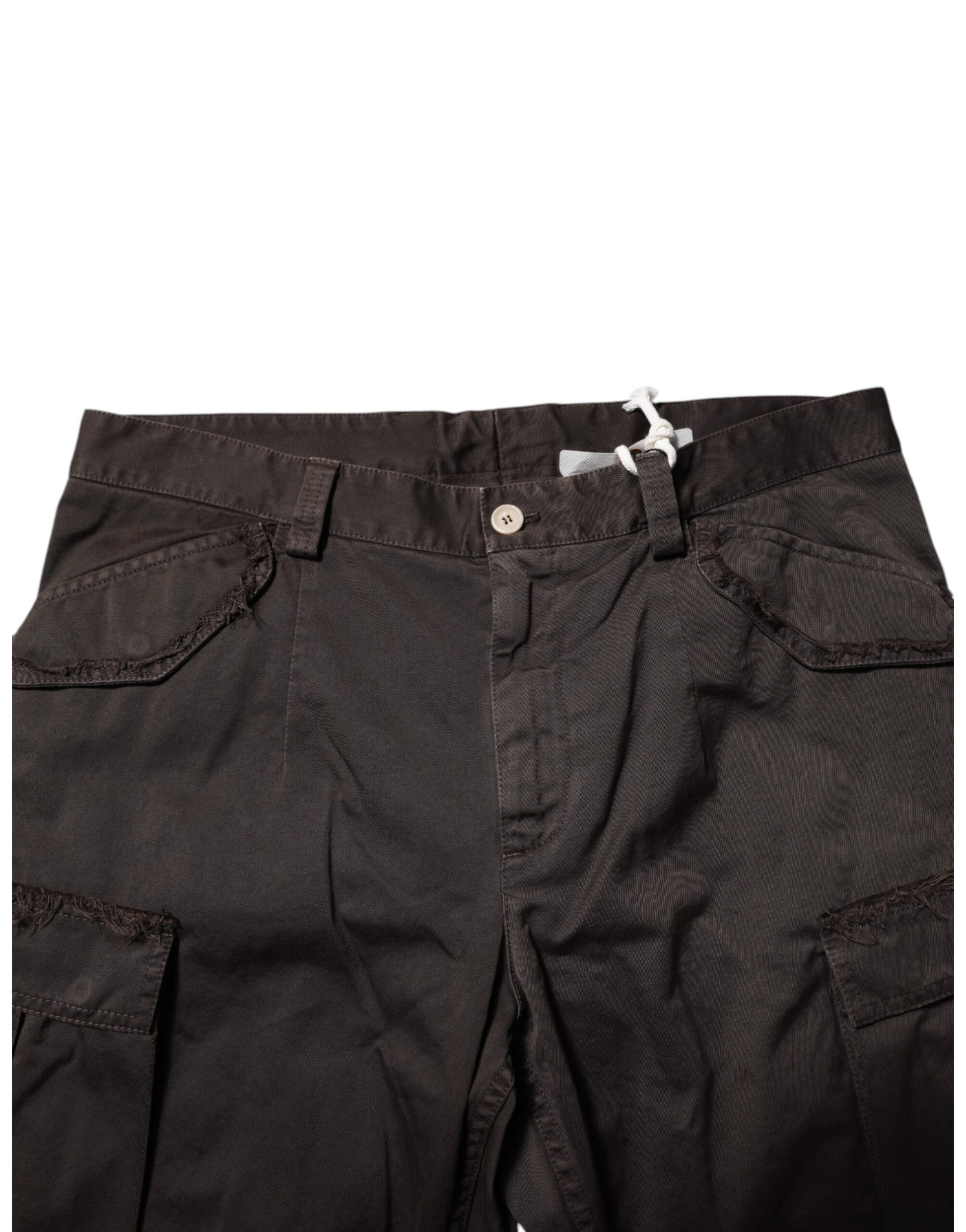 Brown Cotton Cargo Casual Pants