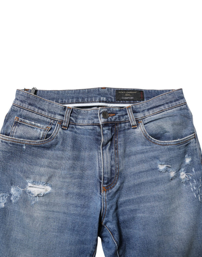 Blue Cotton Logo Plaque COMFORT Denim Jeans
