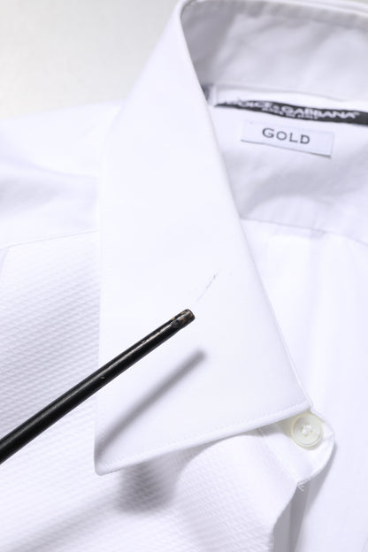 White Bib Cotton Poplin GOLD Formal Shirt