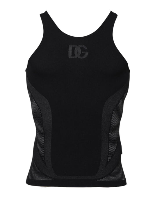 Black Nylon Sleeveless Underwear Tank T-shirt