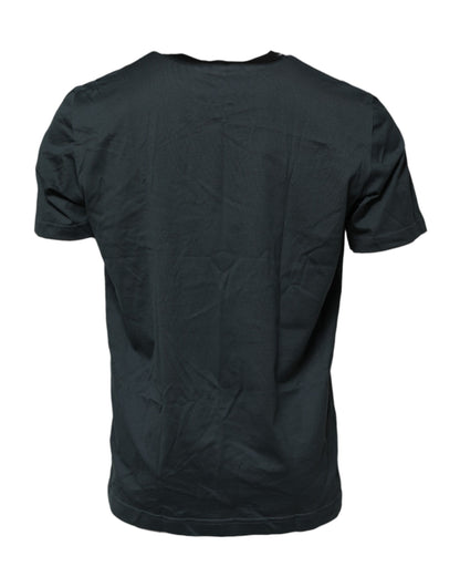 Black Cotton Printed Short Sleeves T-shirt