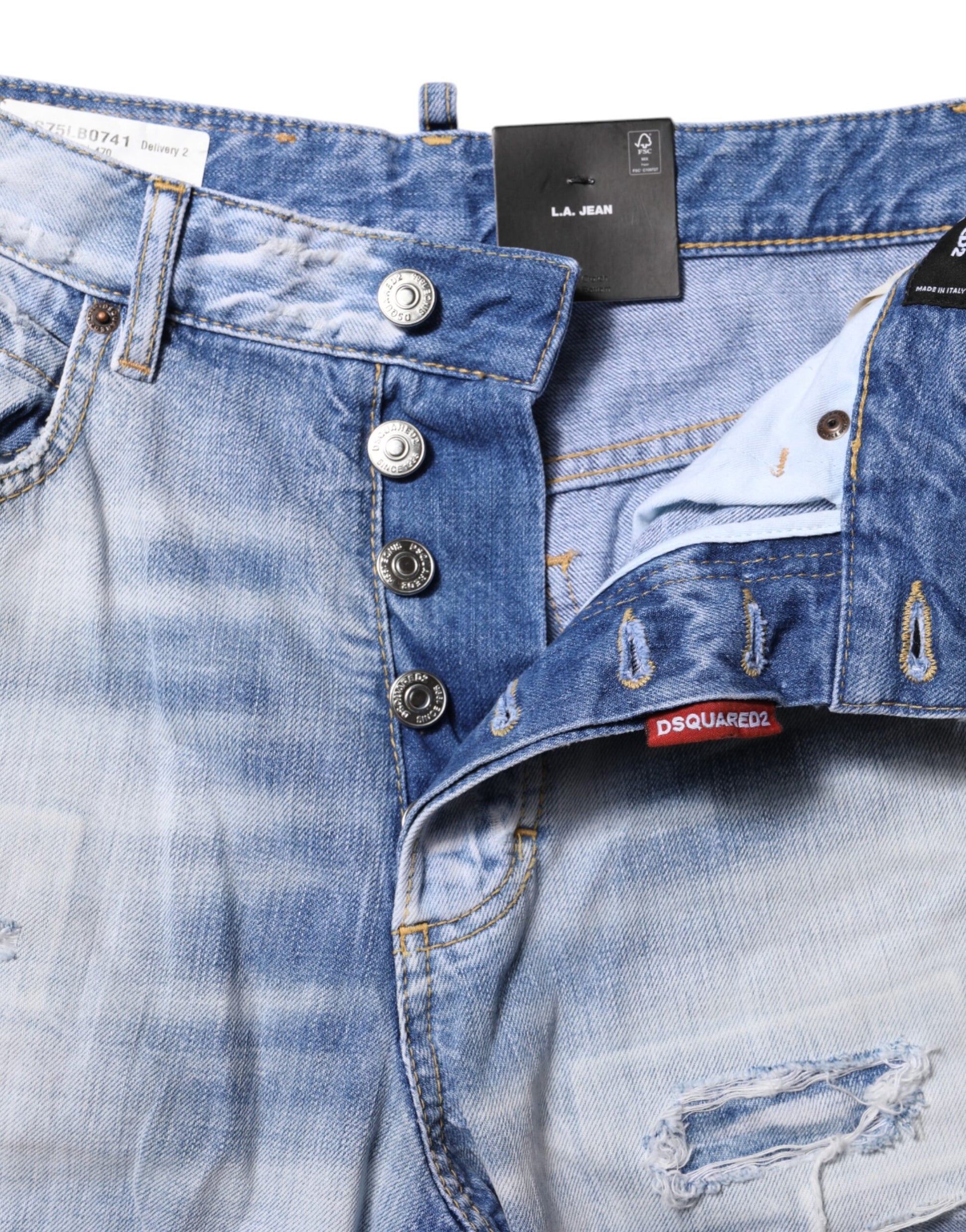Blue Washed High Waist Wide Leg Jeans