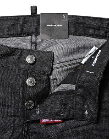 Black Cotton Low Waist Skinny Denim Jeans
