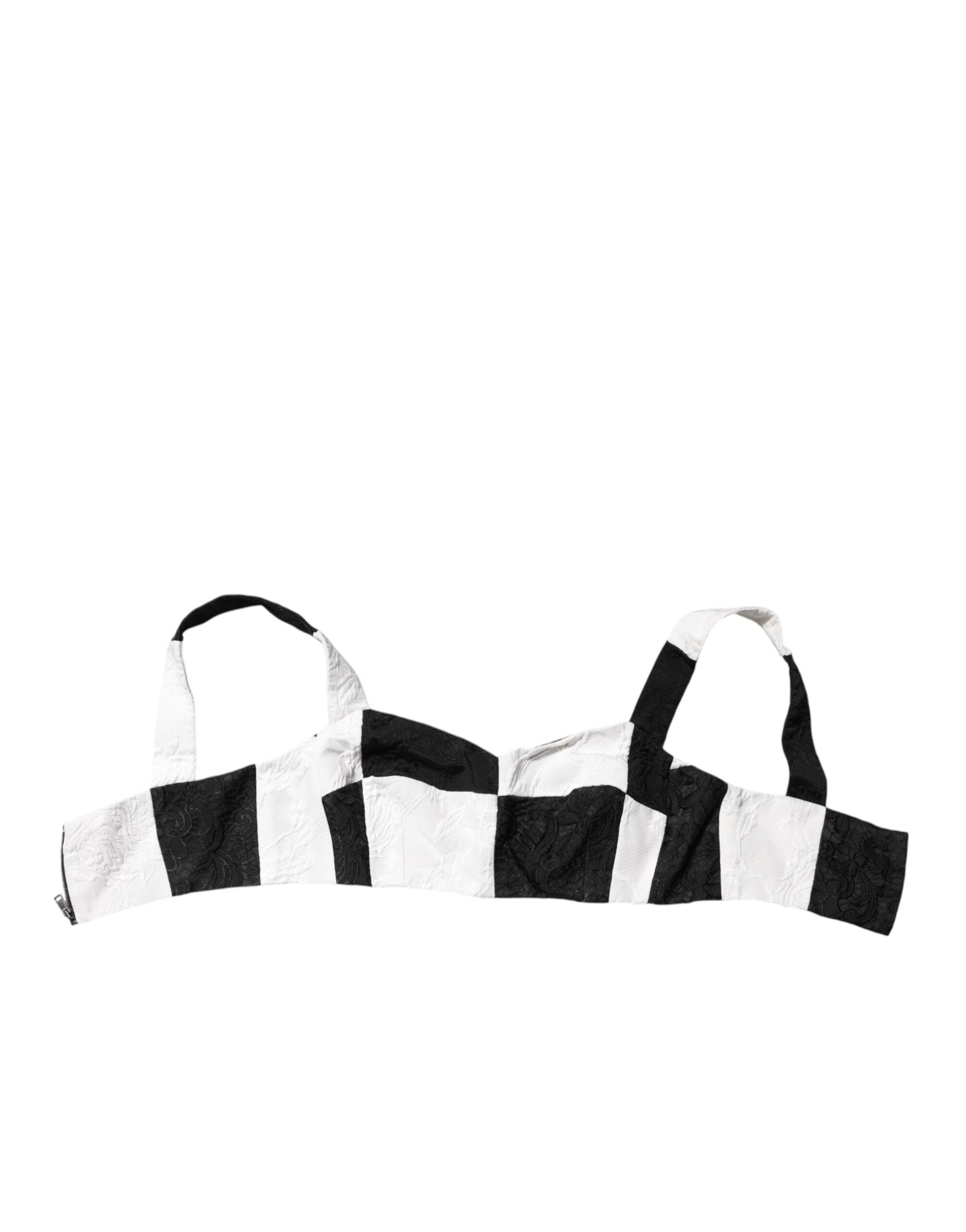 Black White Cropped Bustier Corset Bra Top