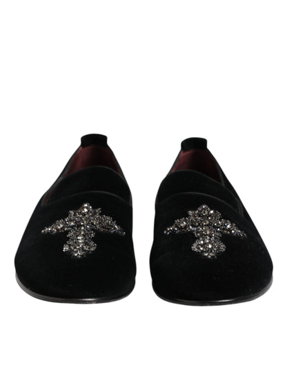 Black Velvet Crystal Crown Formal Dress Shoes