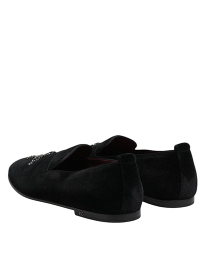 Black Velvet Crystal Crown Formal Dress Shoes