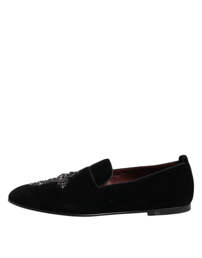 Black Velvet Crystal Crown Formal Dress Shoes