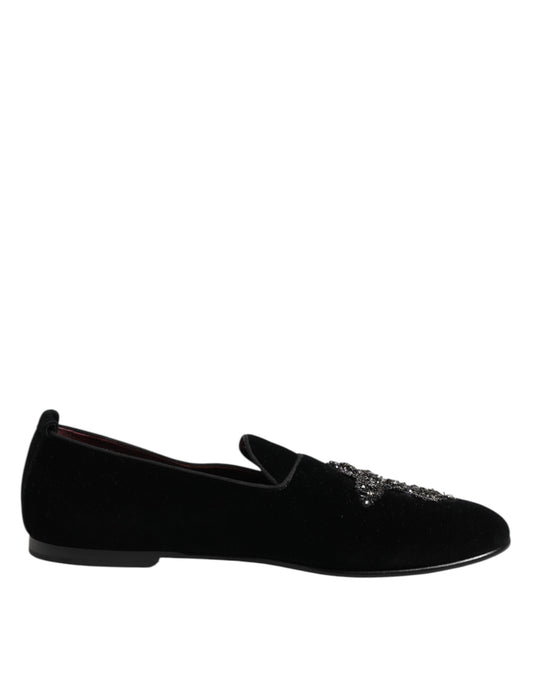 Black Velvet Crystal Crown Formal Dress Shoes