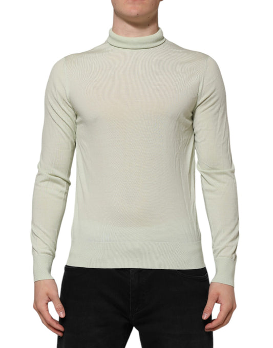 Mint Green Wool Turtleneck Pullover Sweater