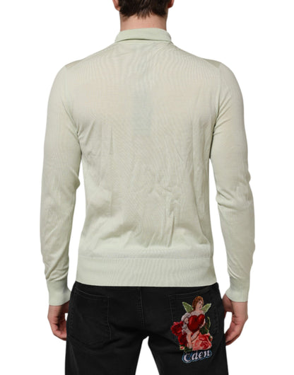 Mint Green Wool Turtleneck Pullover Sweater