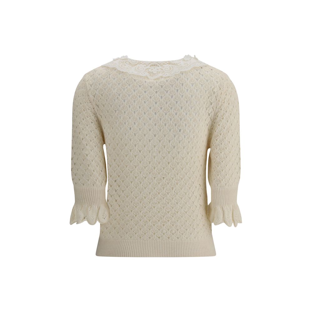 Sweater with lace collar