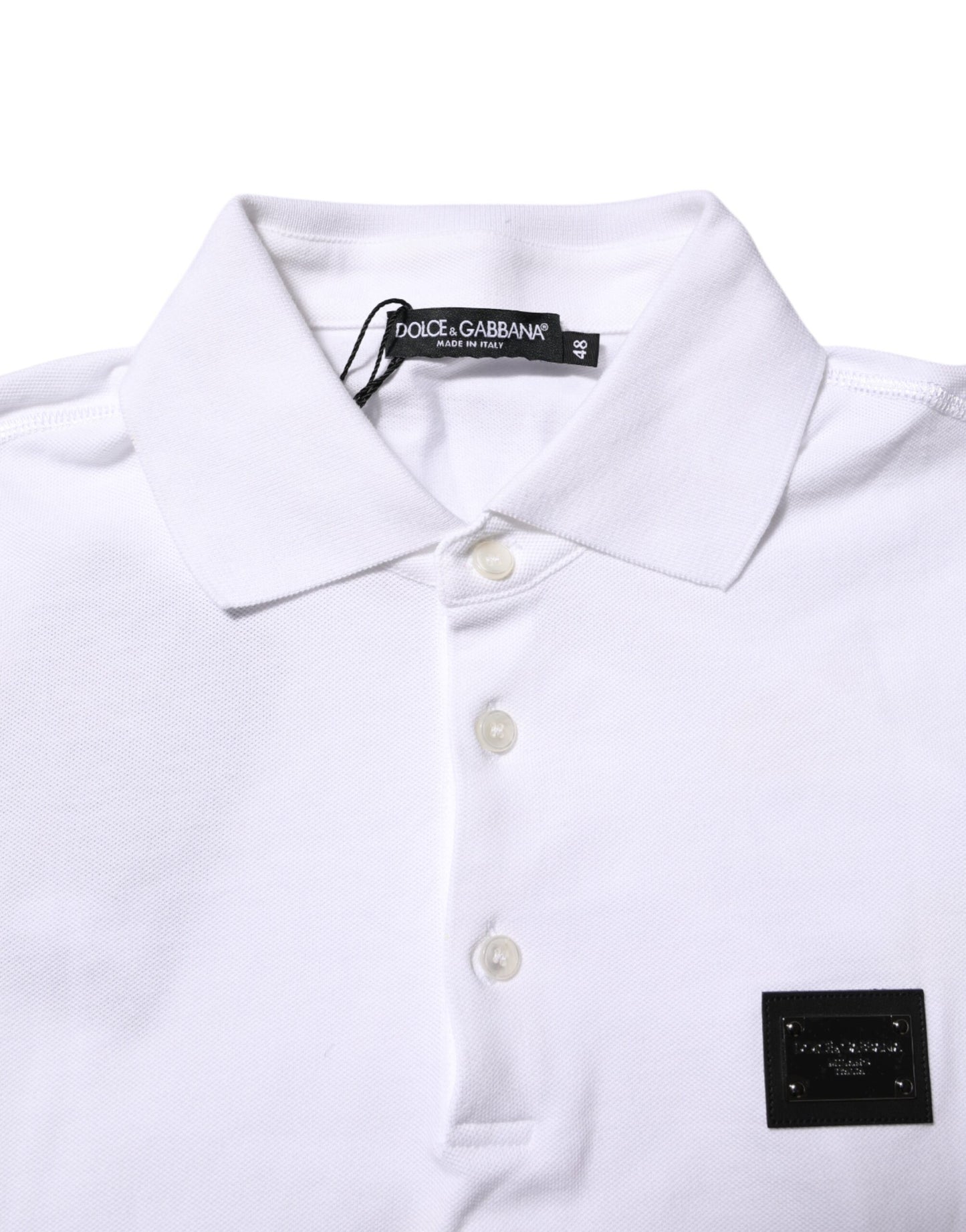 White Logo Short Sleeve Collared Polo T-shirt