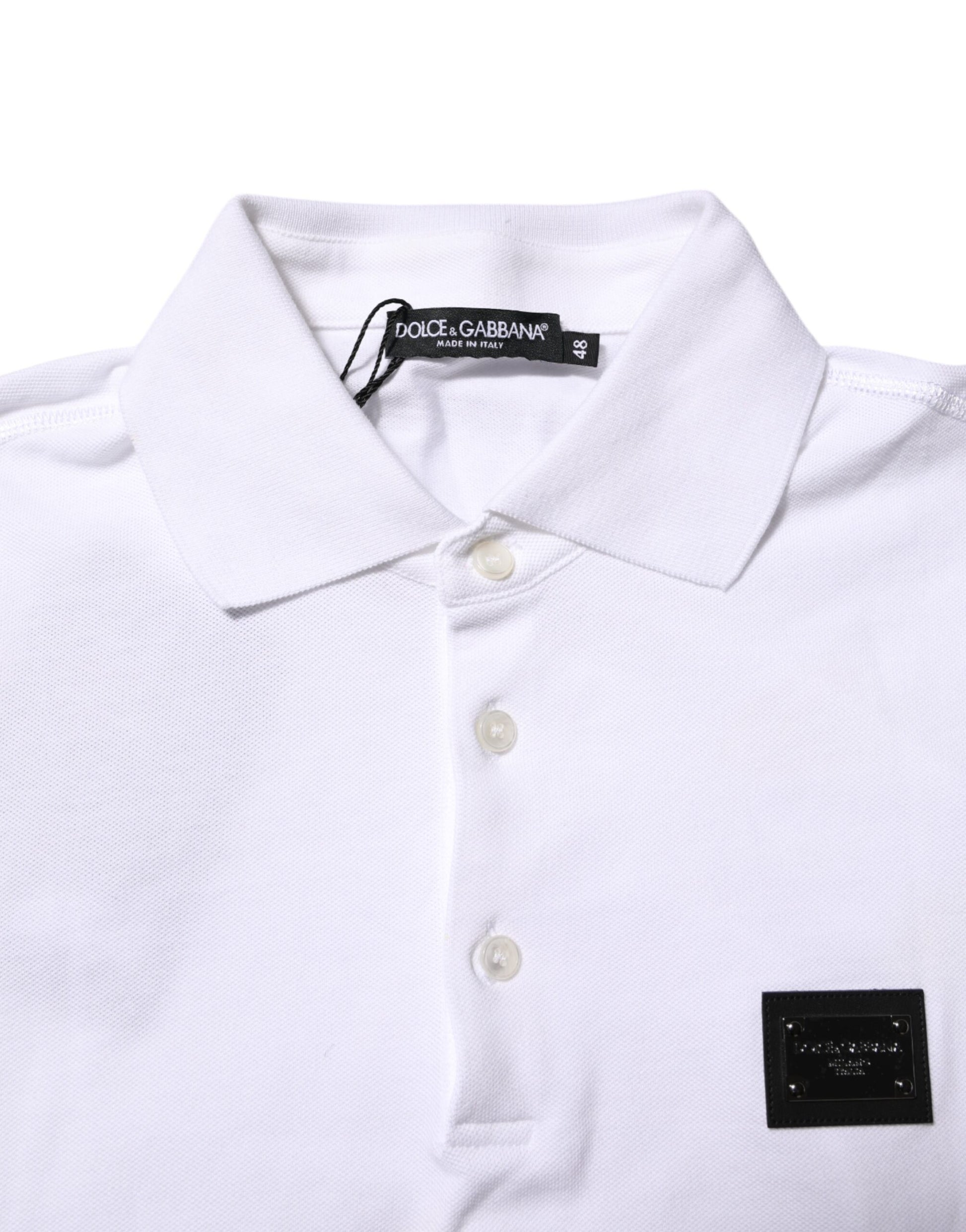 White Logo Short Sleeve Collared Polo T-shirt