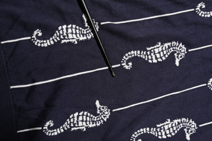 Dark Blue Sea Horse Collared Polo T-shirt