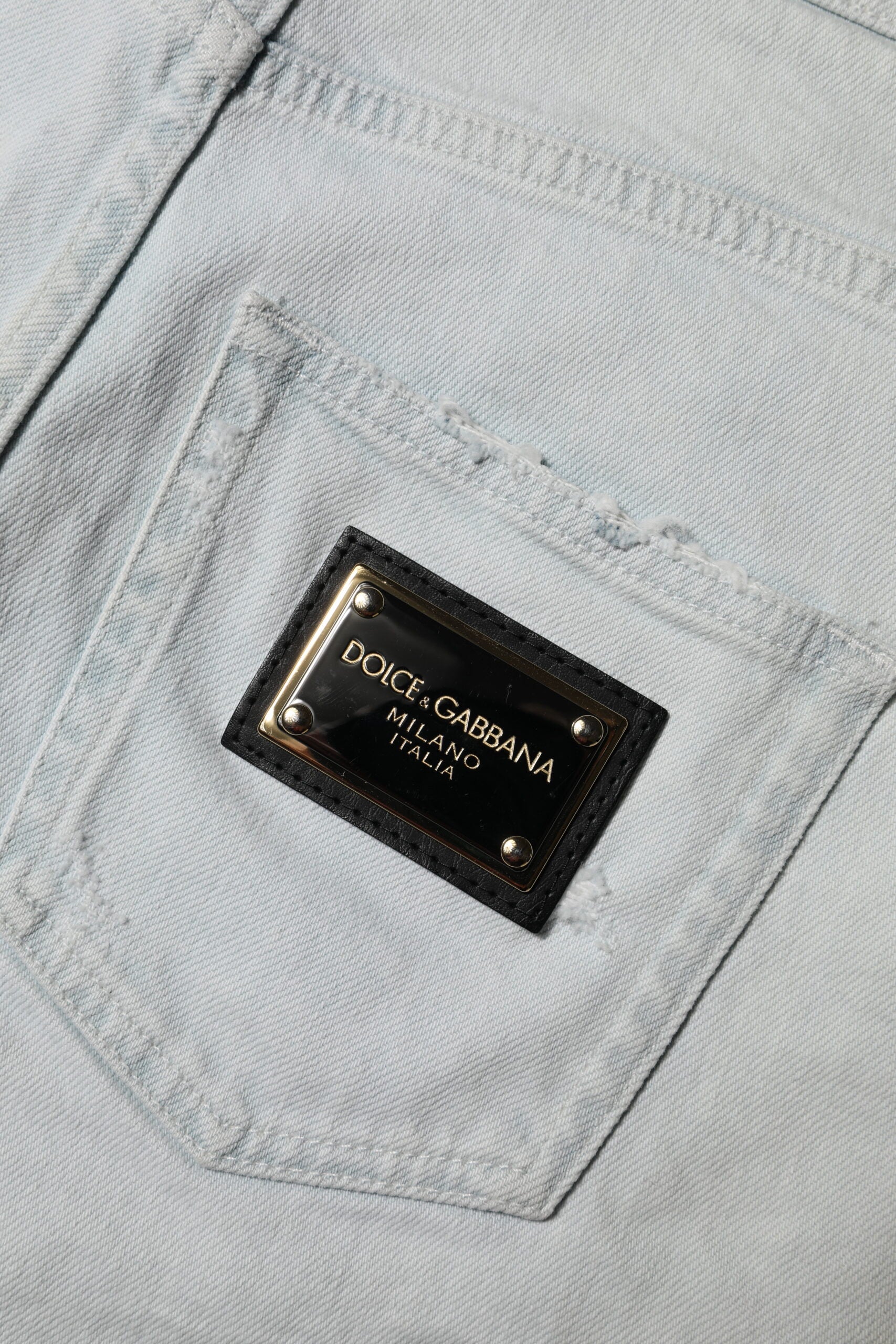 Light Blue Washed Denim Cotton Hot Pants Shorts