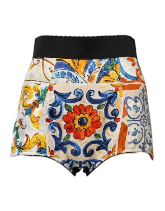 Multicolor Majolica High Waist Hot Pants Shorts