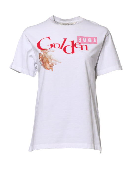 White Printed Round Neck T-shirt