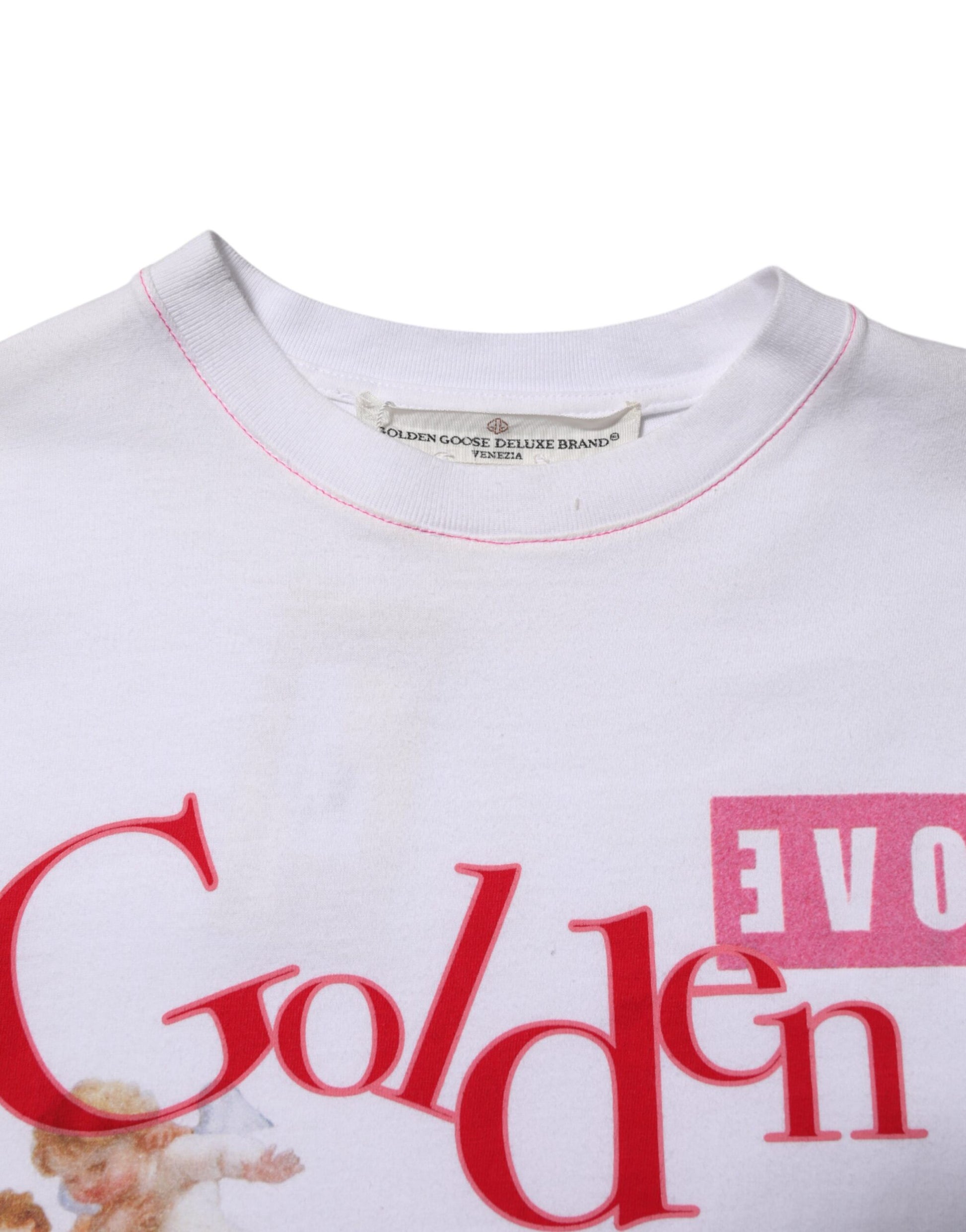 White Printed Round Neck T-shirt