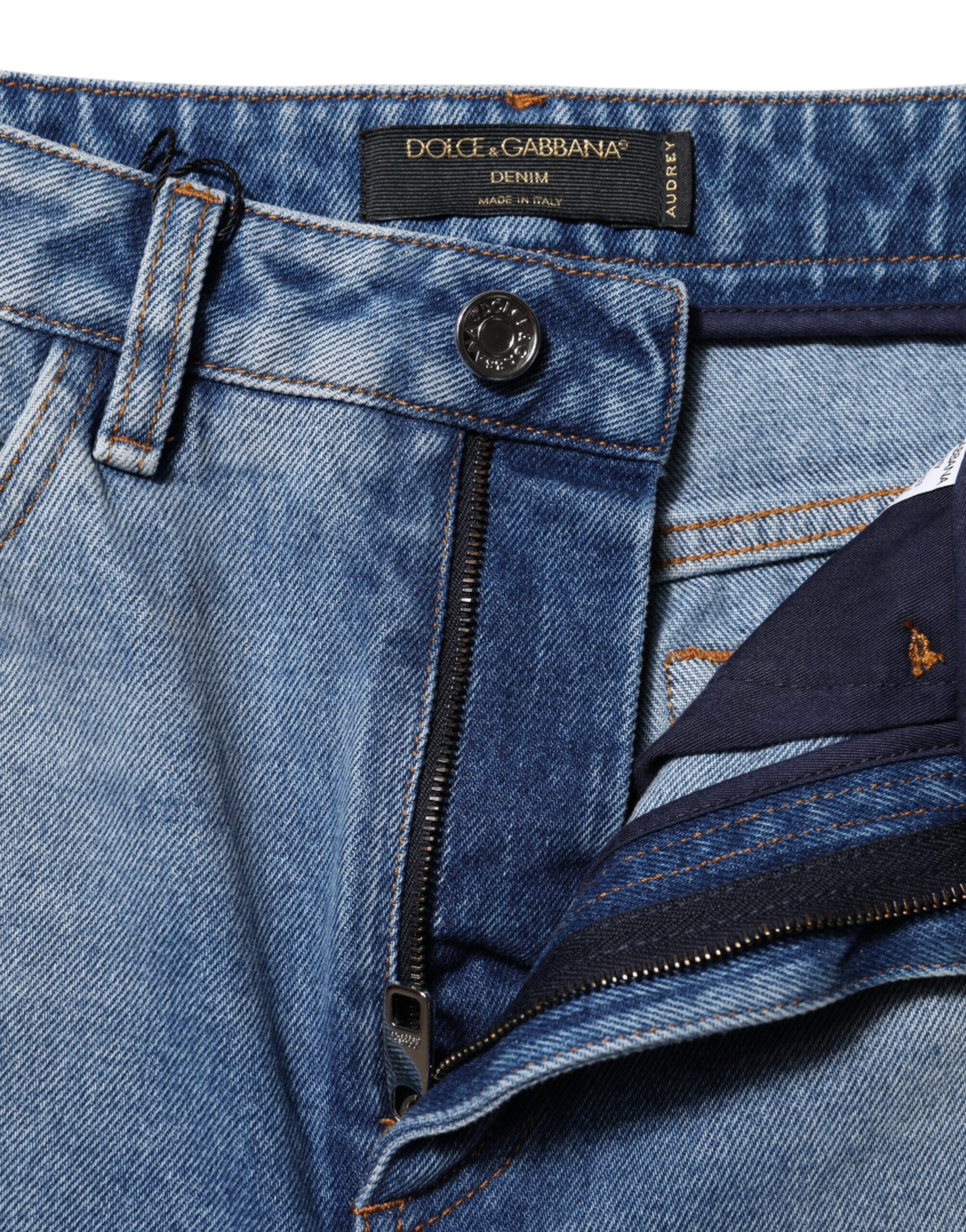 Blue Washed Skinny High Waist Denim Jeans