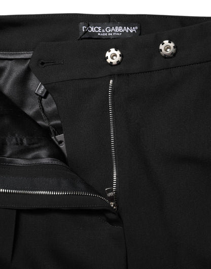 Black Wool High Waist Flared Pants