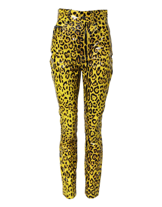 Yellow Leopard High Waist Slim Pants