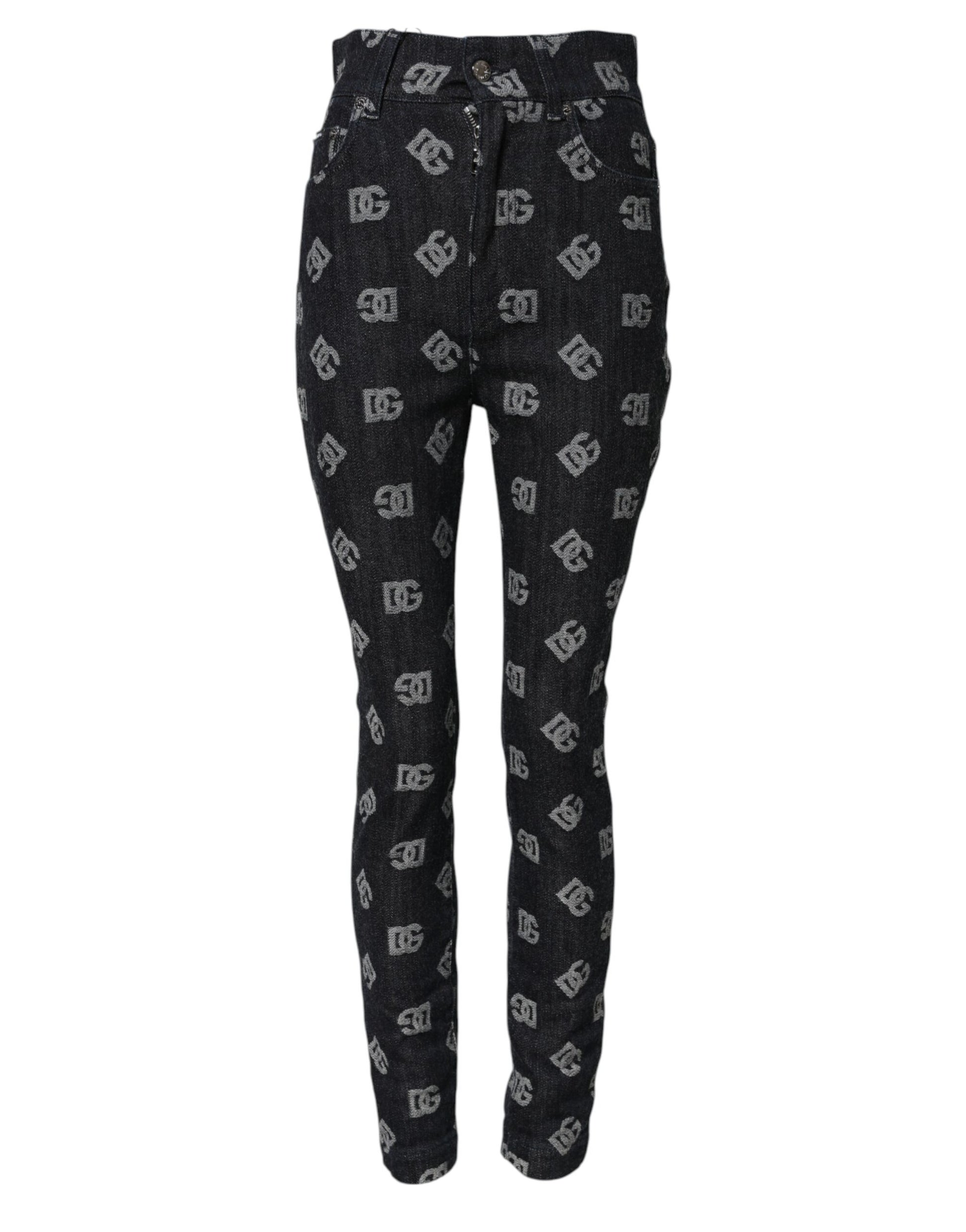 Black DG Logo High Waist Skinny Denim Jeans