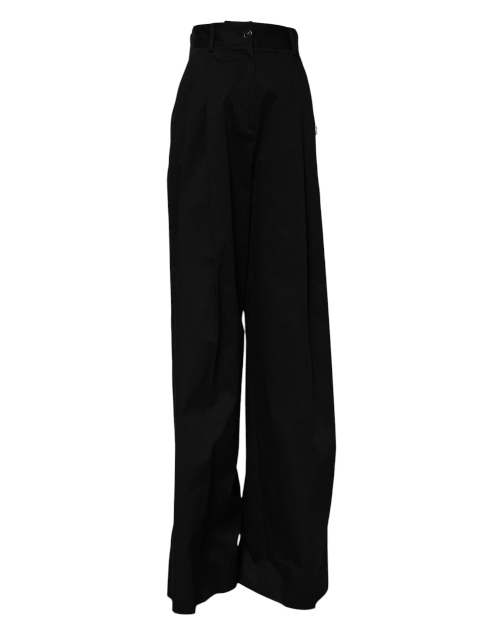 Black Cotton HighWaist Wide Leg Pants