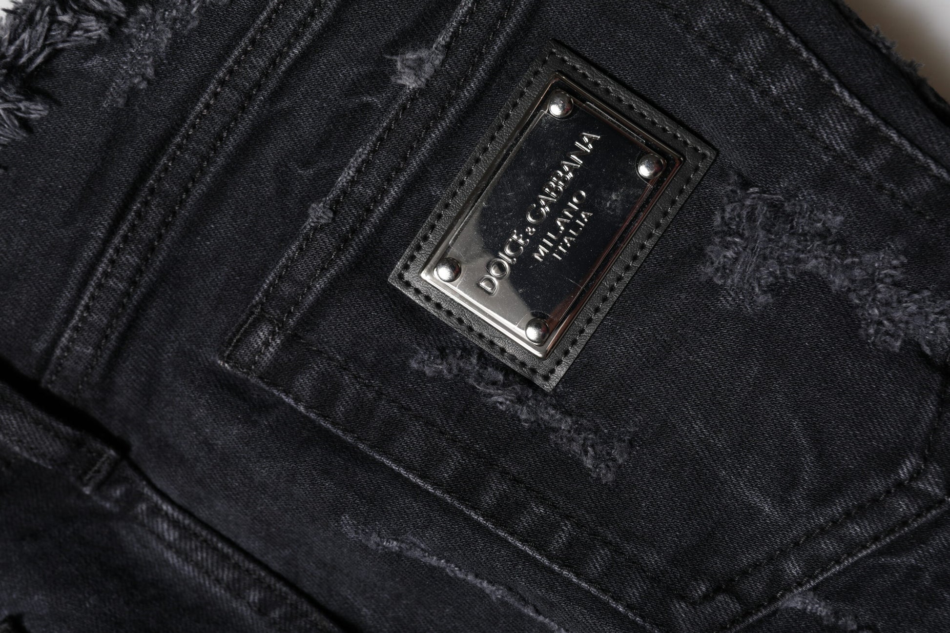 Black Cotton Tattered Skinny Denim Jeans