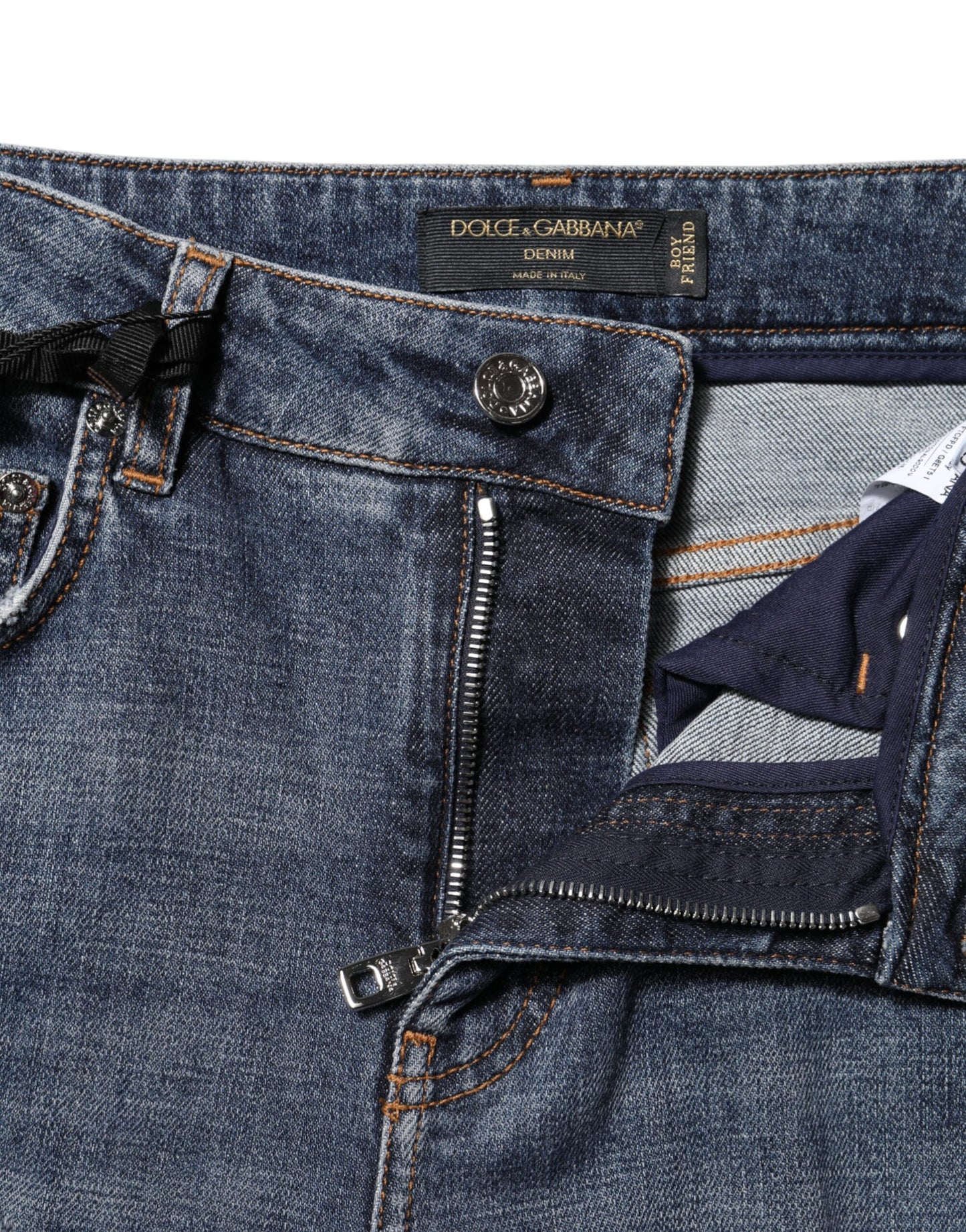 Blue Cotton Boyfriend Tattered Denim Jeans