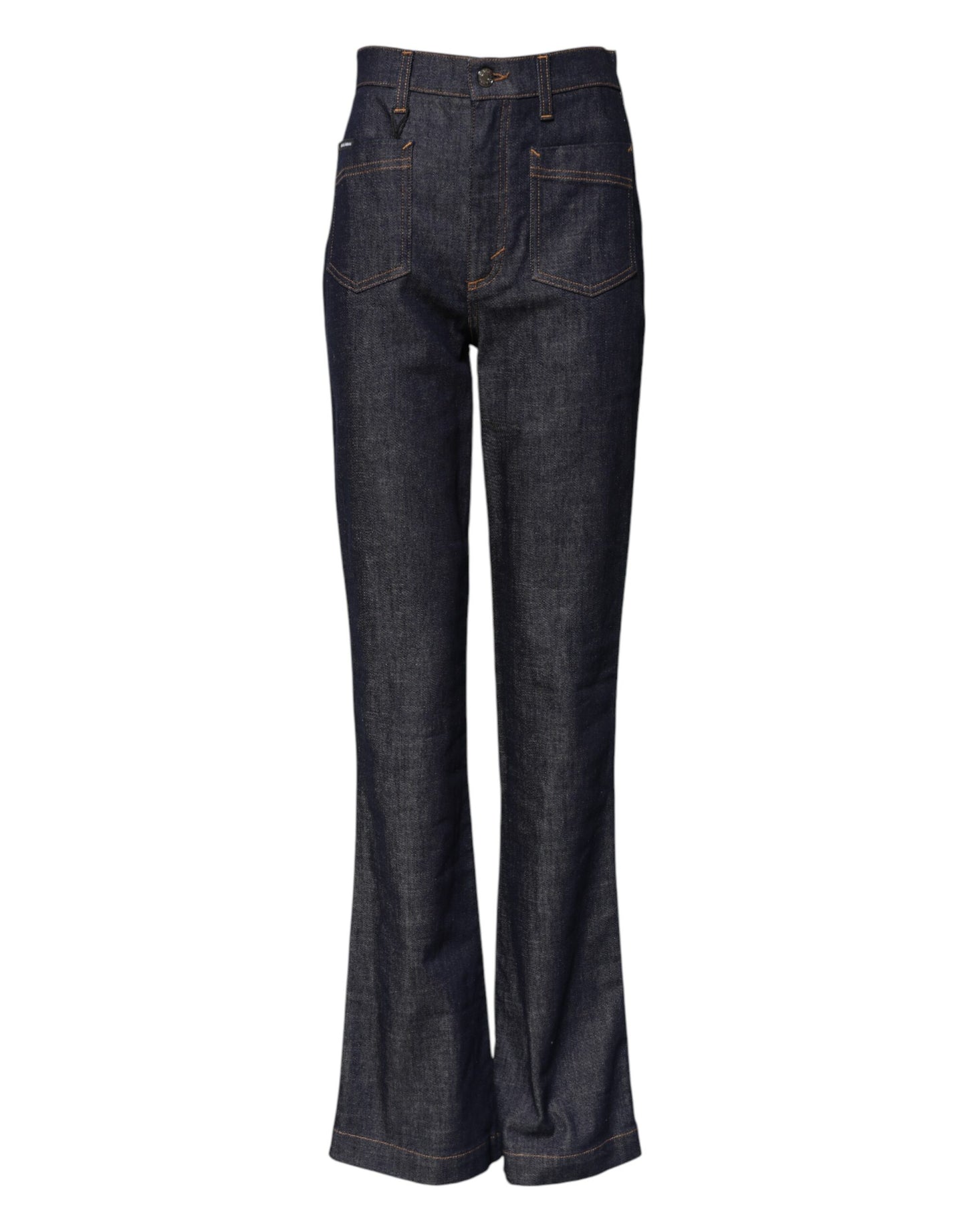 Blue Cotton High Waist Flared Denim Jeans