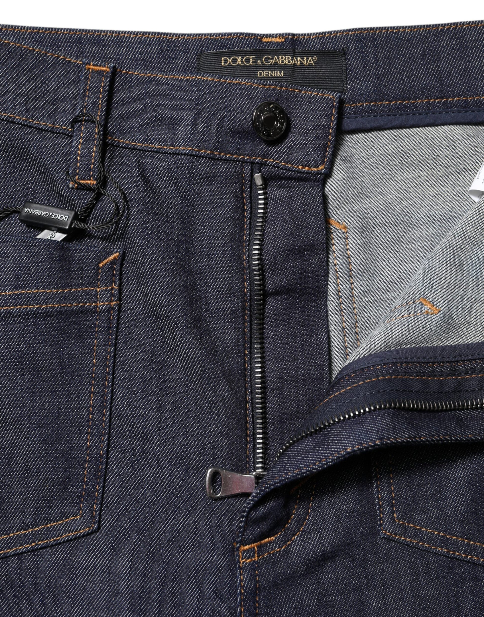 Blue Cotton High Waist Flared Denim Jeans