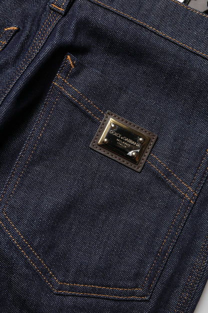 Blue Cotton High Waist Flared Denim Jeans