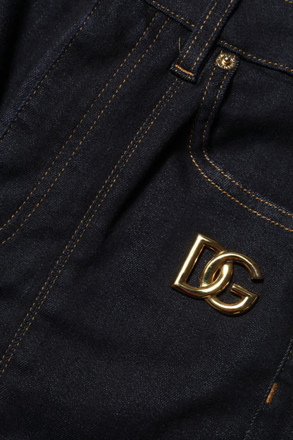 Blue Cotton High Waist Skinny Denim Jeans
