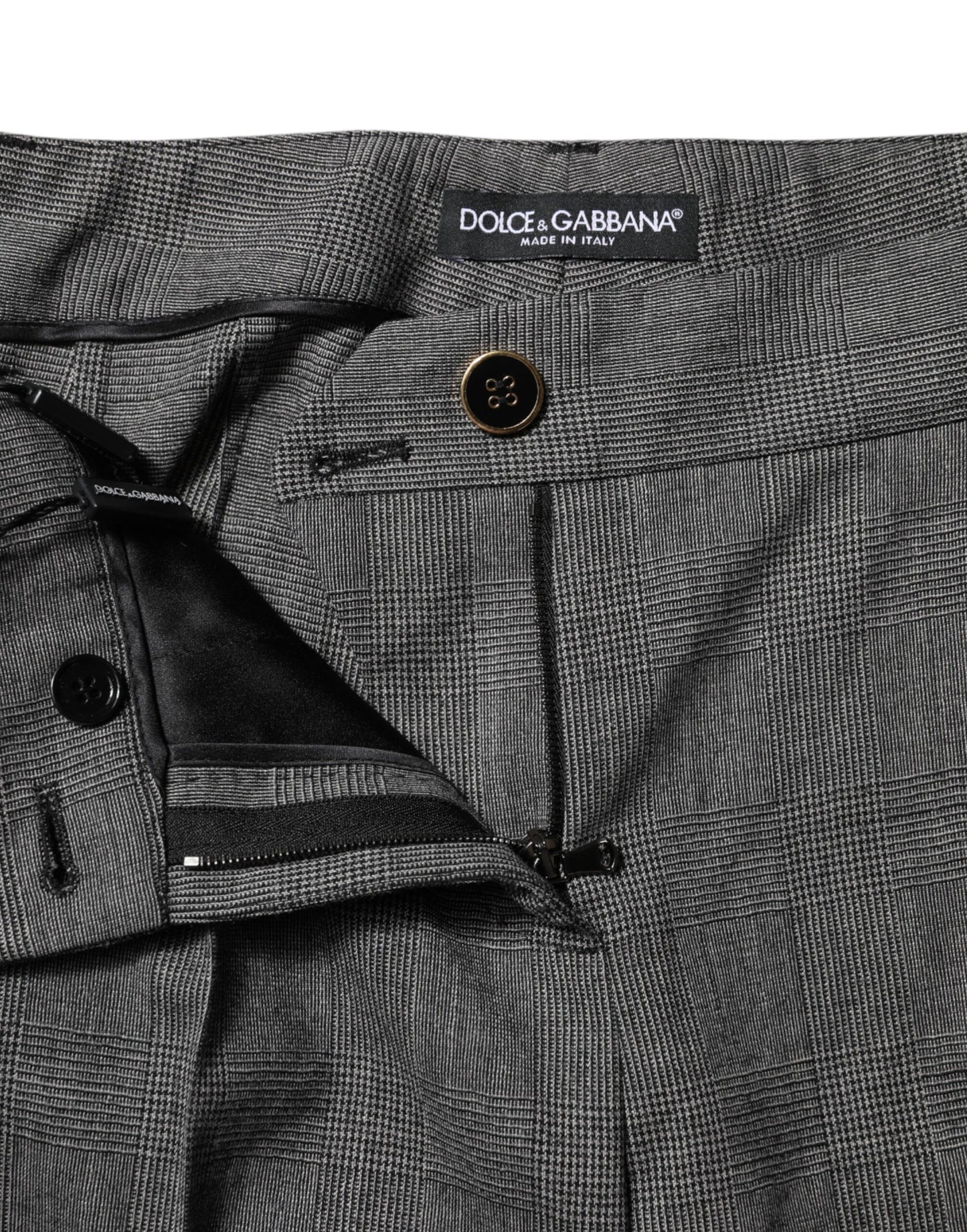 Gray Checkered High Waist Flared Pants