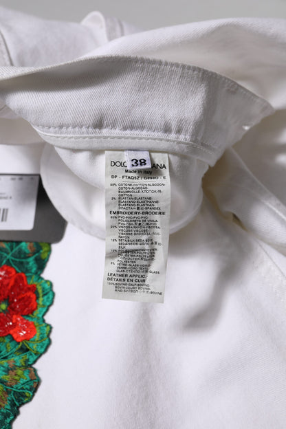 White Floral Embroidery GIRLY Denim Jeans