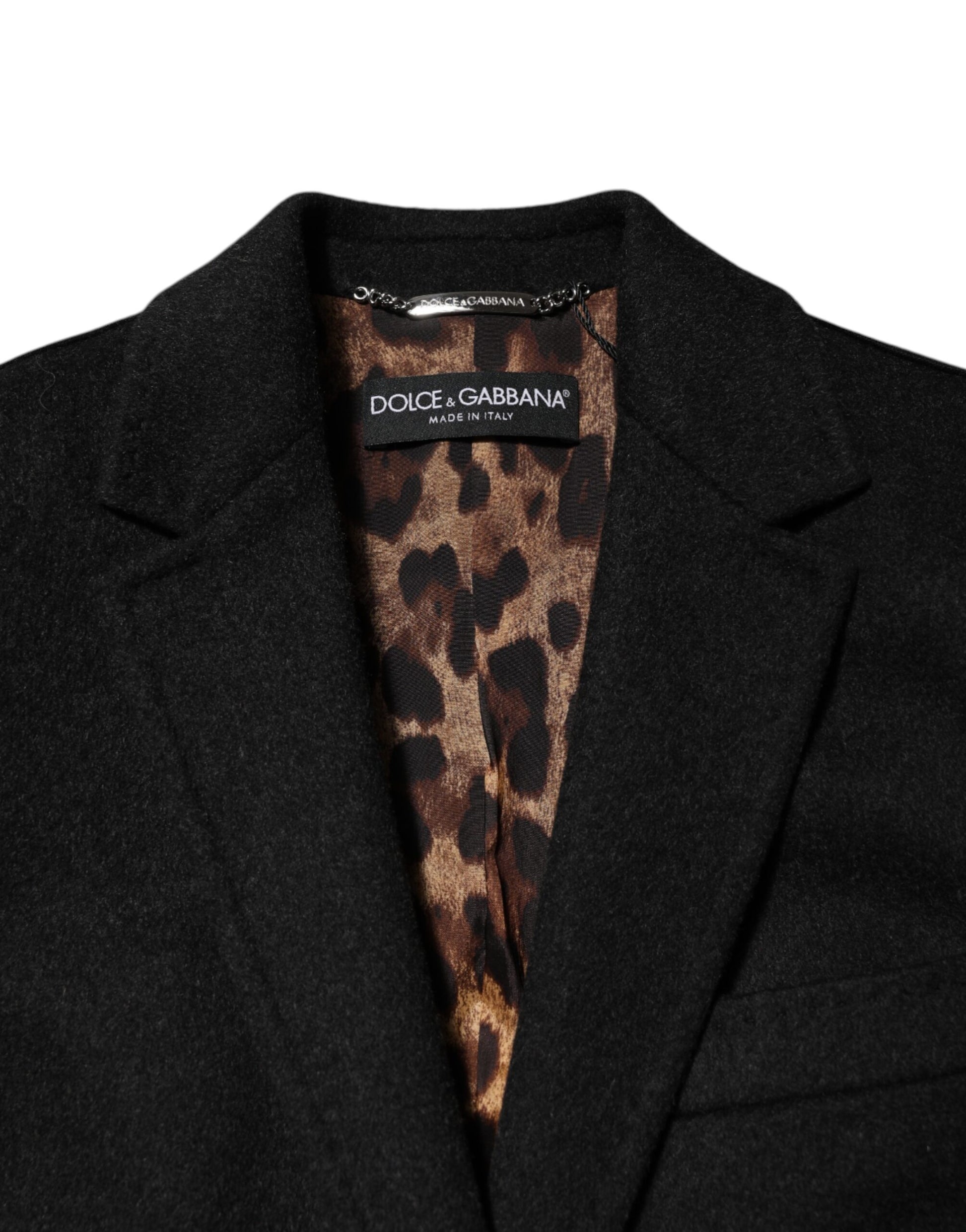 Black Wool Long Sleeves Trench Coat Jacket