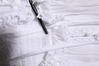 White Ruffled Lace Embellished Blouse Top