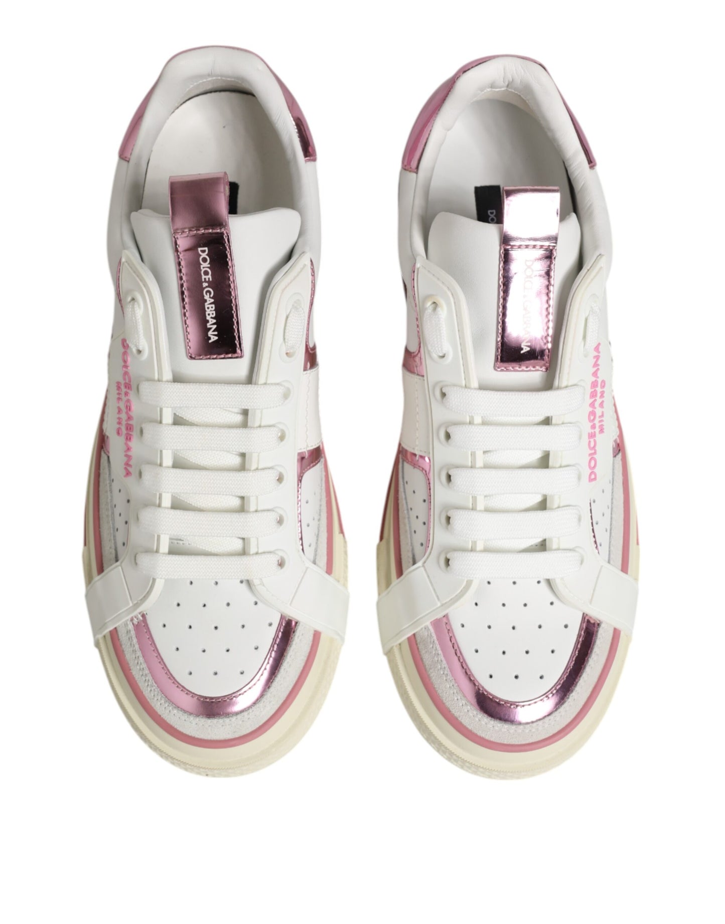 White Leather DG Logo Low Top Sneakers Shoes