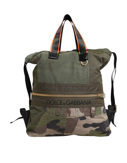 Military Green Patchwork Rucksack Backpack Bag