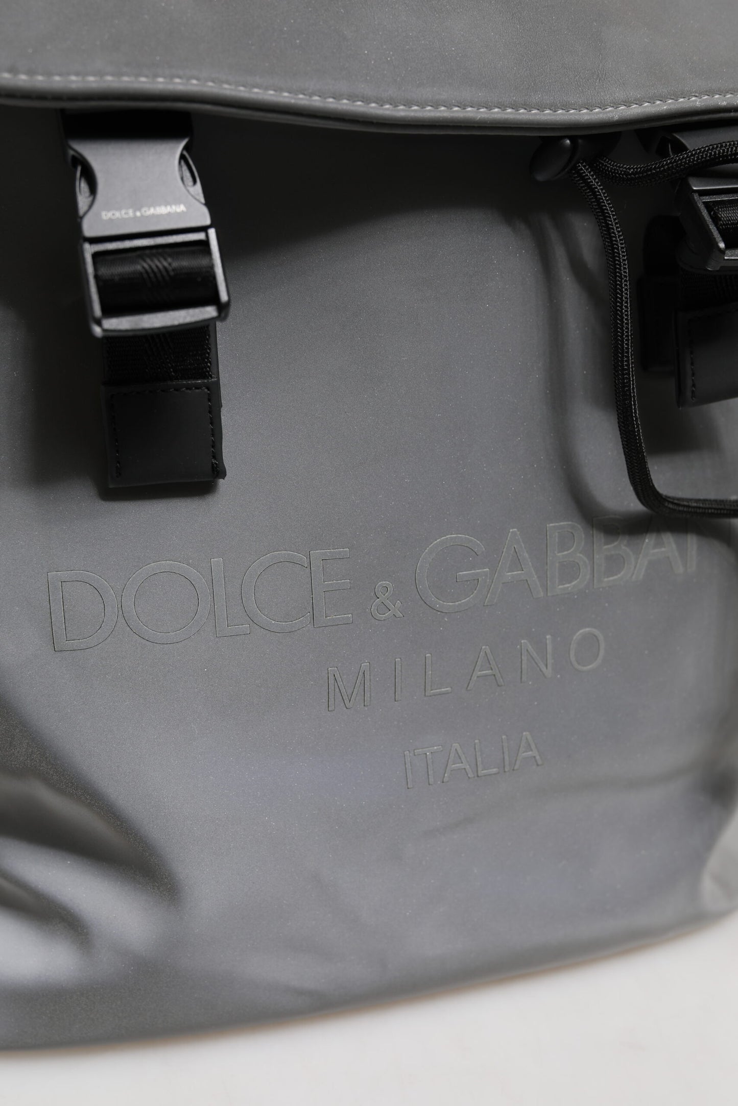 Gray Palermo Reflector Buckles Drawstring Backpack Bag