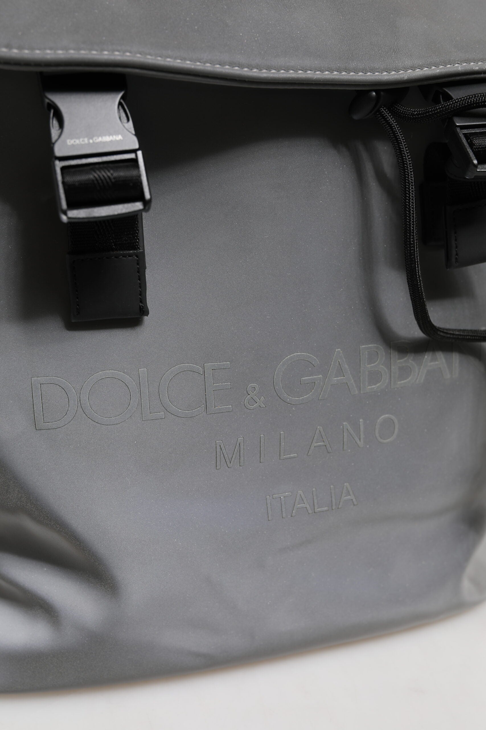 Gray Palermo Reflector Buckles Drawstring Backpack Bag