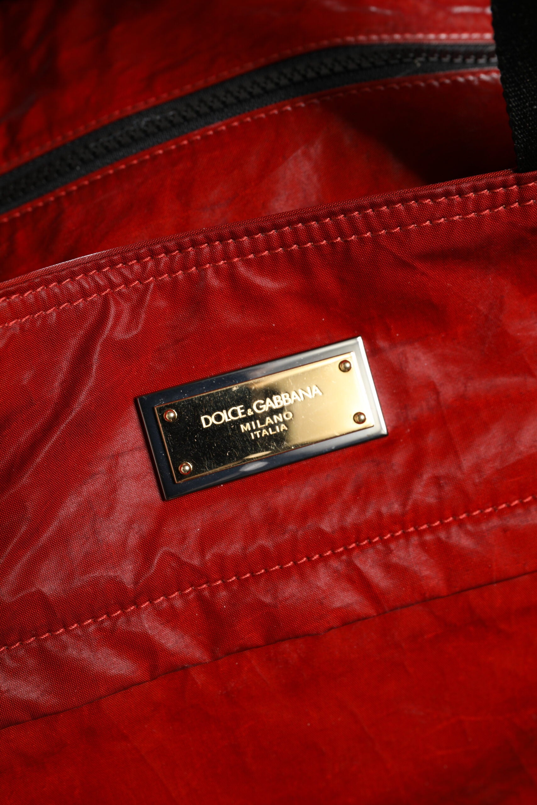 Red Nylon Hand Shoulder Duffel Travel Bag