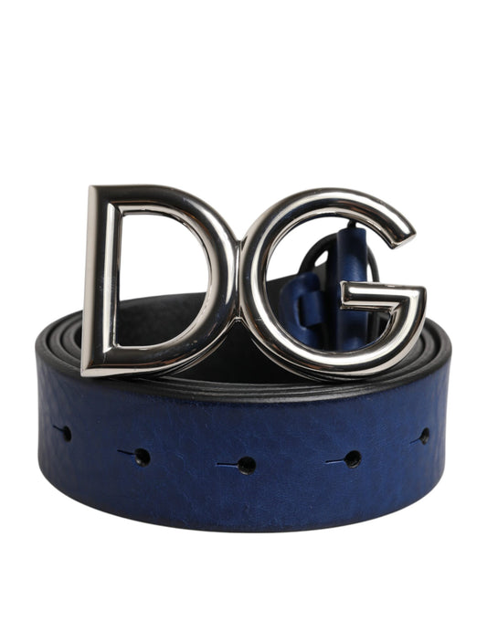 Blue Classic Silver Metal DG Logo Buckle Belt